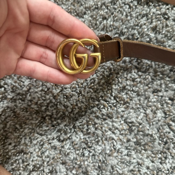 COPY - Gucci Brown Belt with Gold GG Emblem - Picture 1 of 3